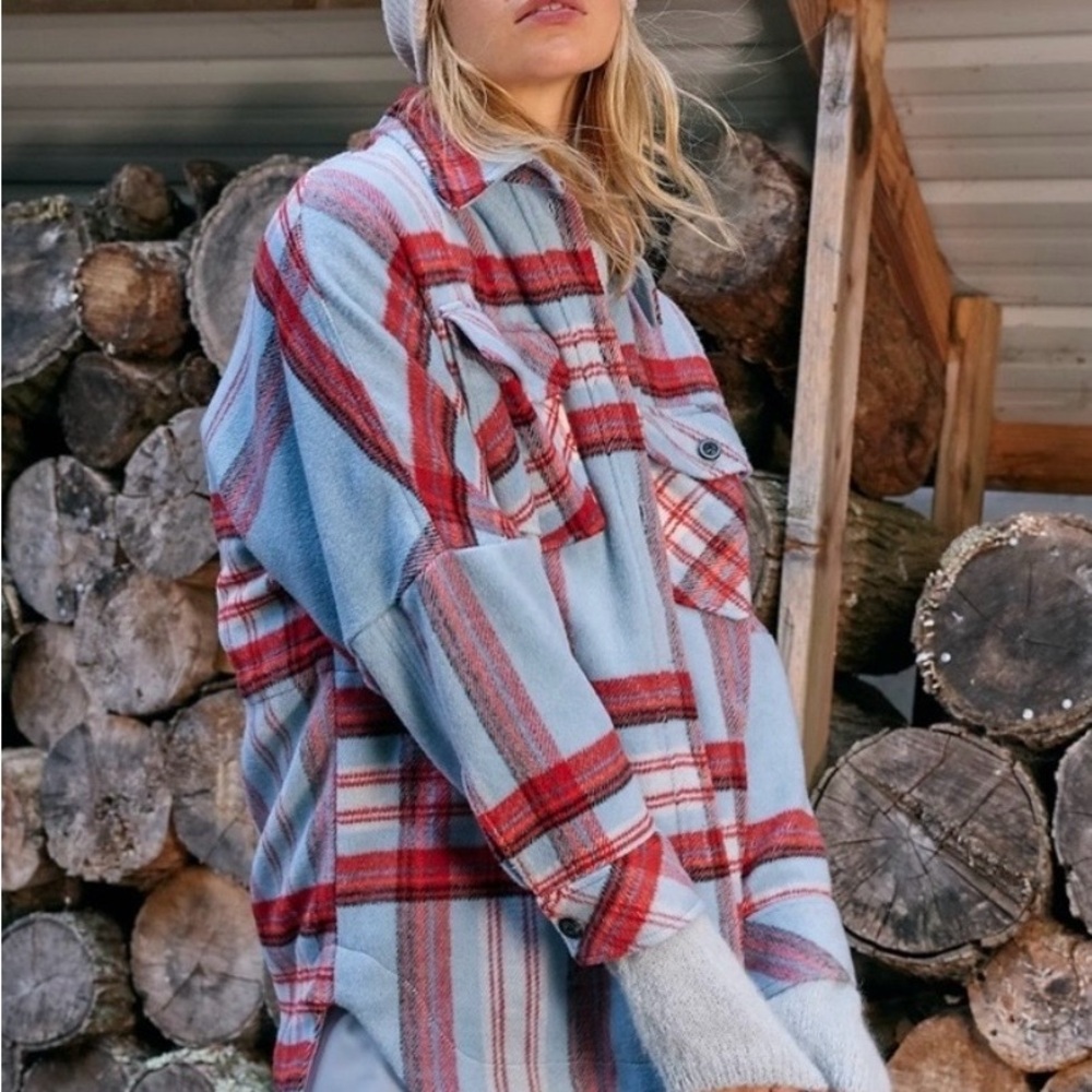 free people down for you plaid shirt jacket - Picture 3 of 5